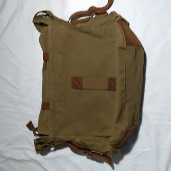 NEW S.C.Cotton Super Spacious Army Green Tan Canvas Leather Trim Messenger Bag - Picture 6 of 16